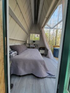A-frame, comfortable glamping site by the creek in NC mountains